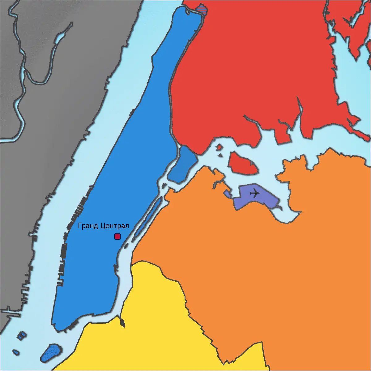 Гранд Централ на карте Нью-Йорка