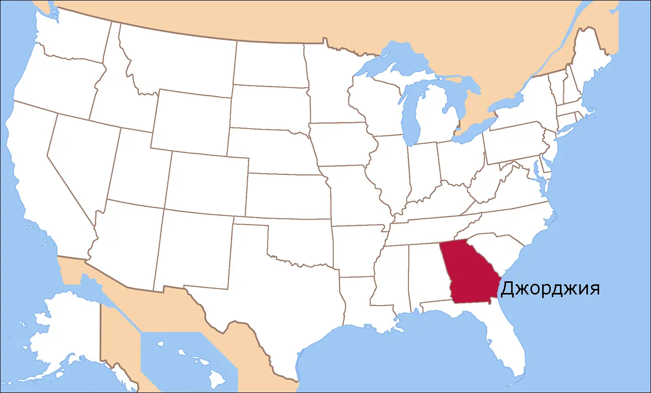 Штат Джорджия на карте США
