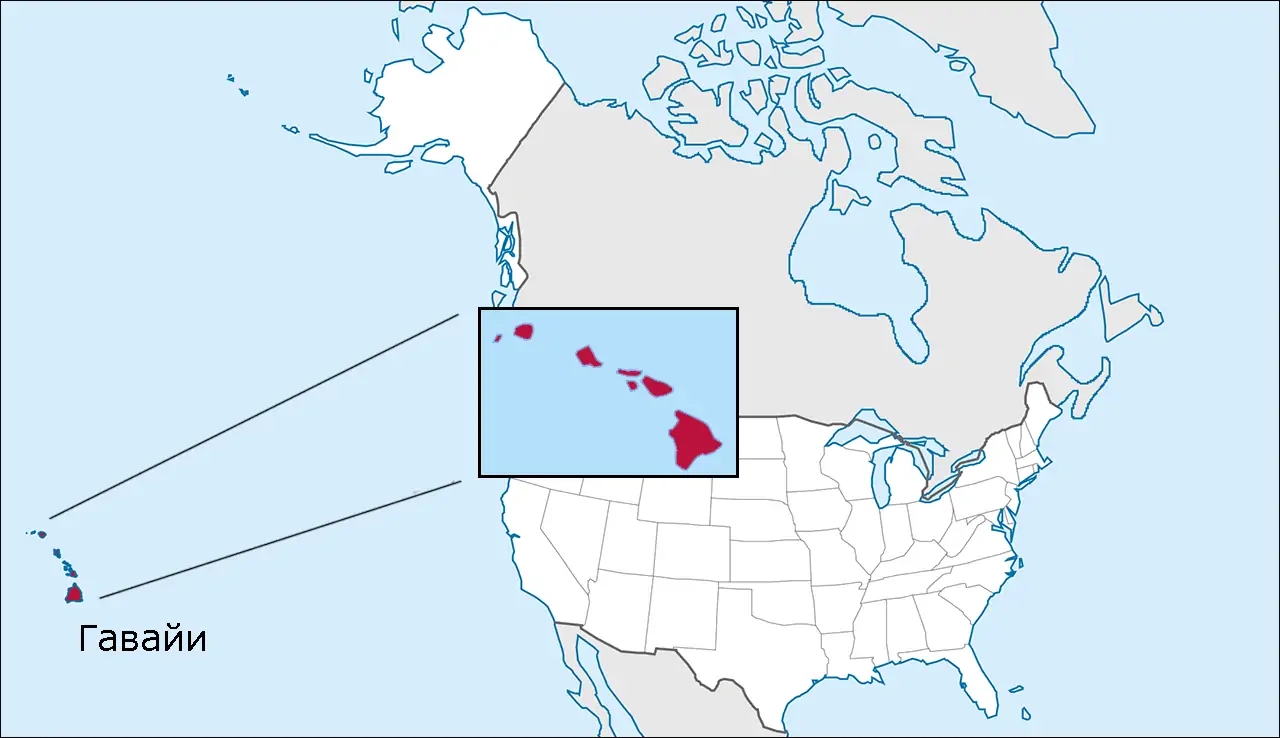 Штат Гавайи на карте США