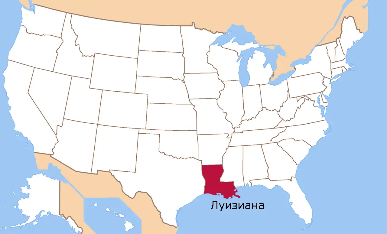 Штат Луизиана на карте США