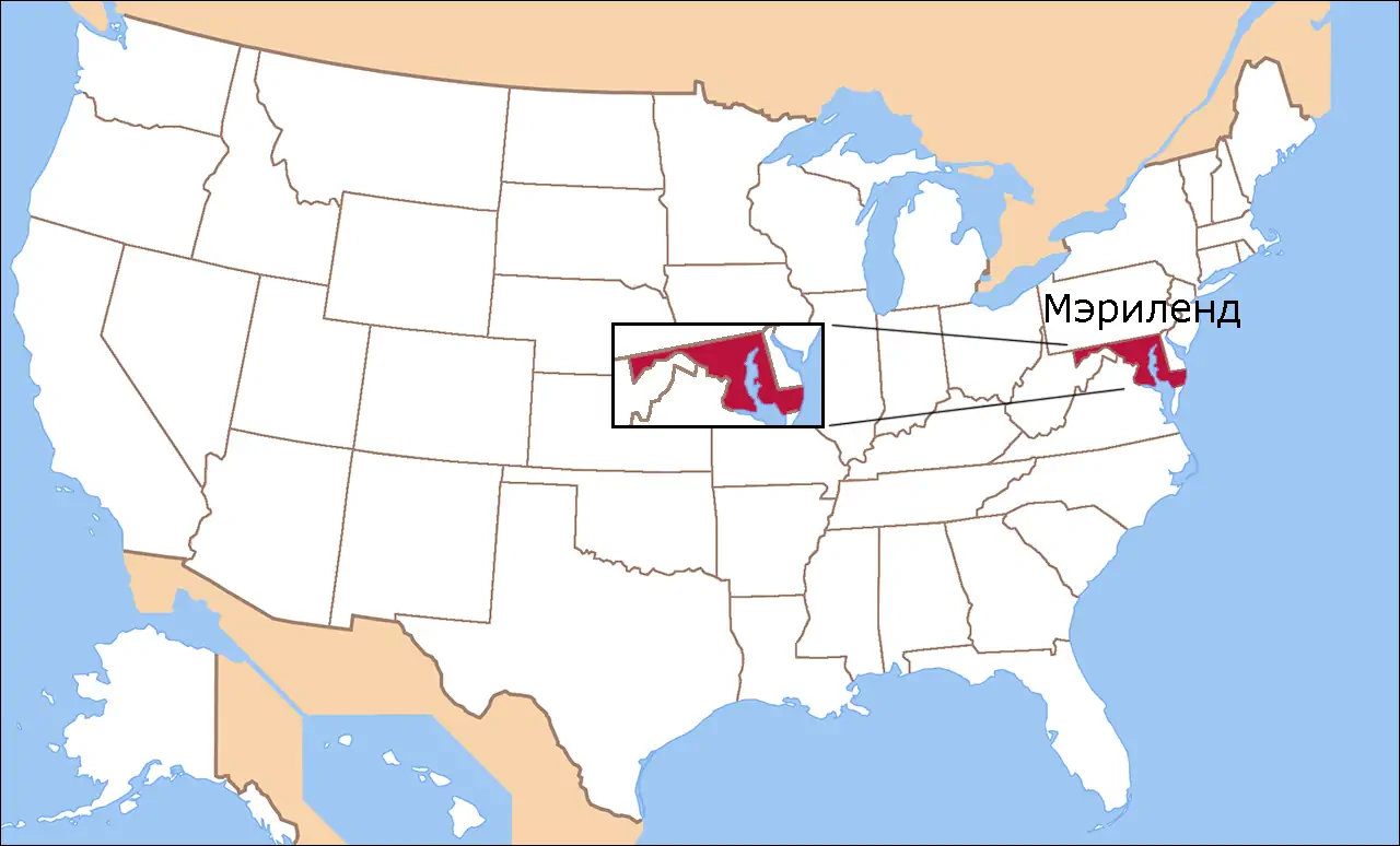 Штат Мэриленд на карте США