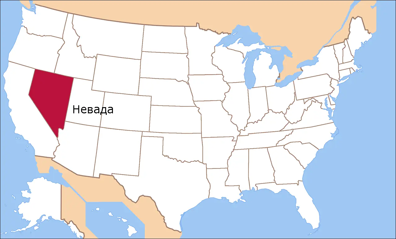 Штат Невада на карте США