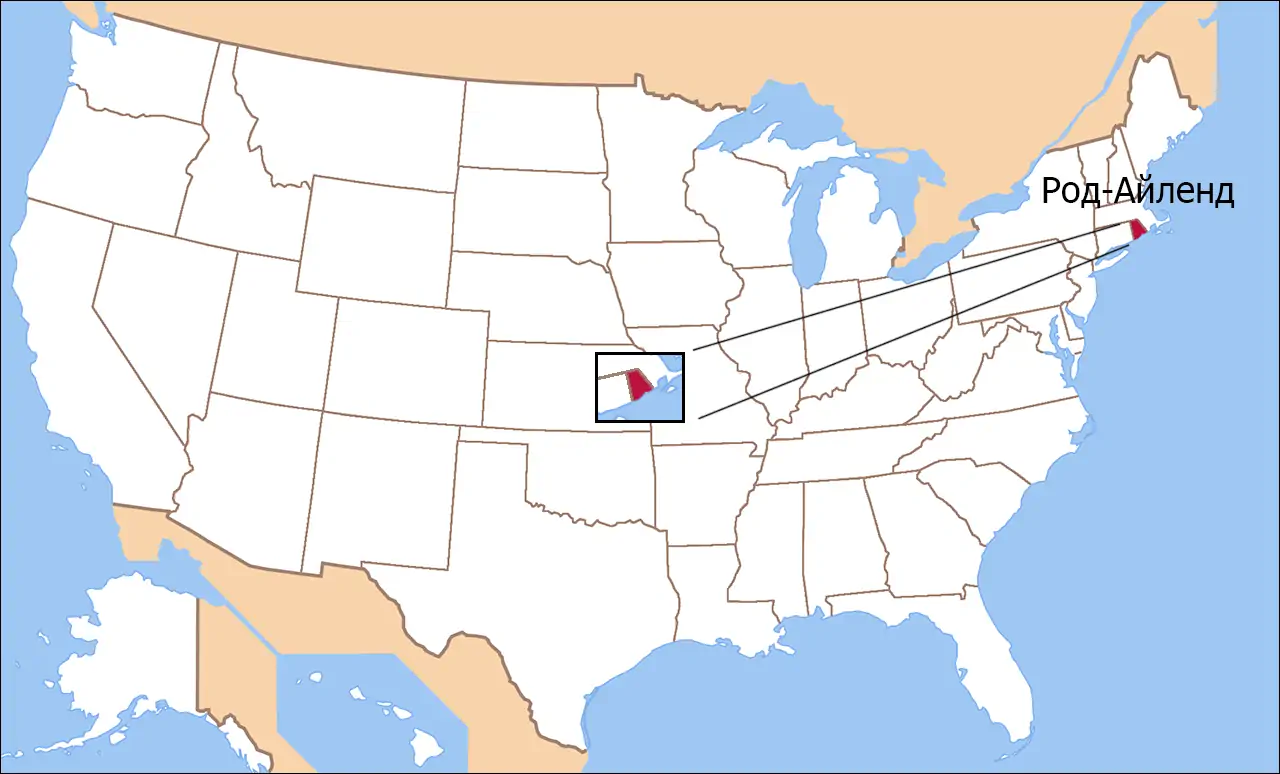 Штат Род-Айленд на карте США