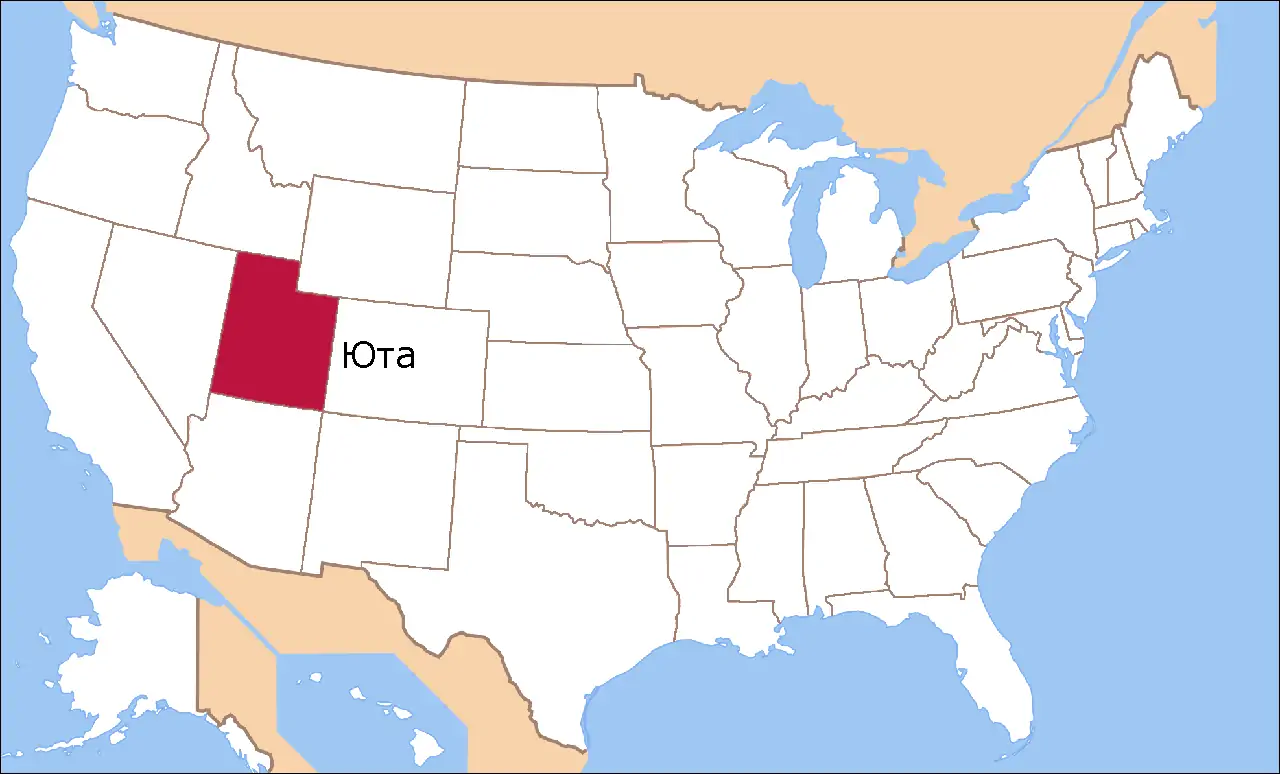 Штат Юта на карте США