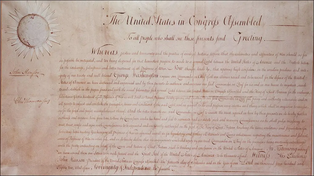 Первый документ, заверенный Большой печатью США